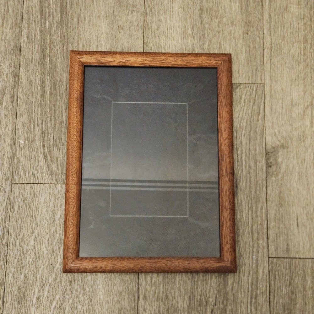 Vintage wooden picture frame with glass insert and felt black backing‎